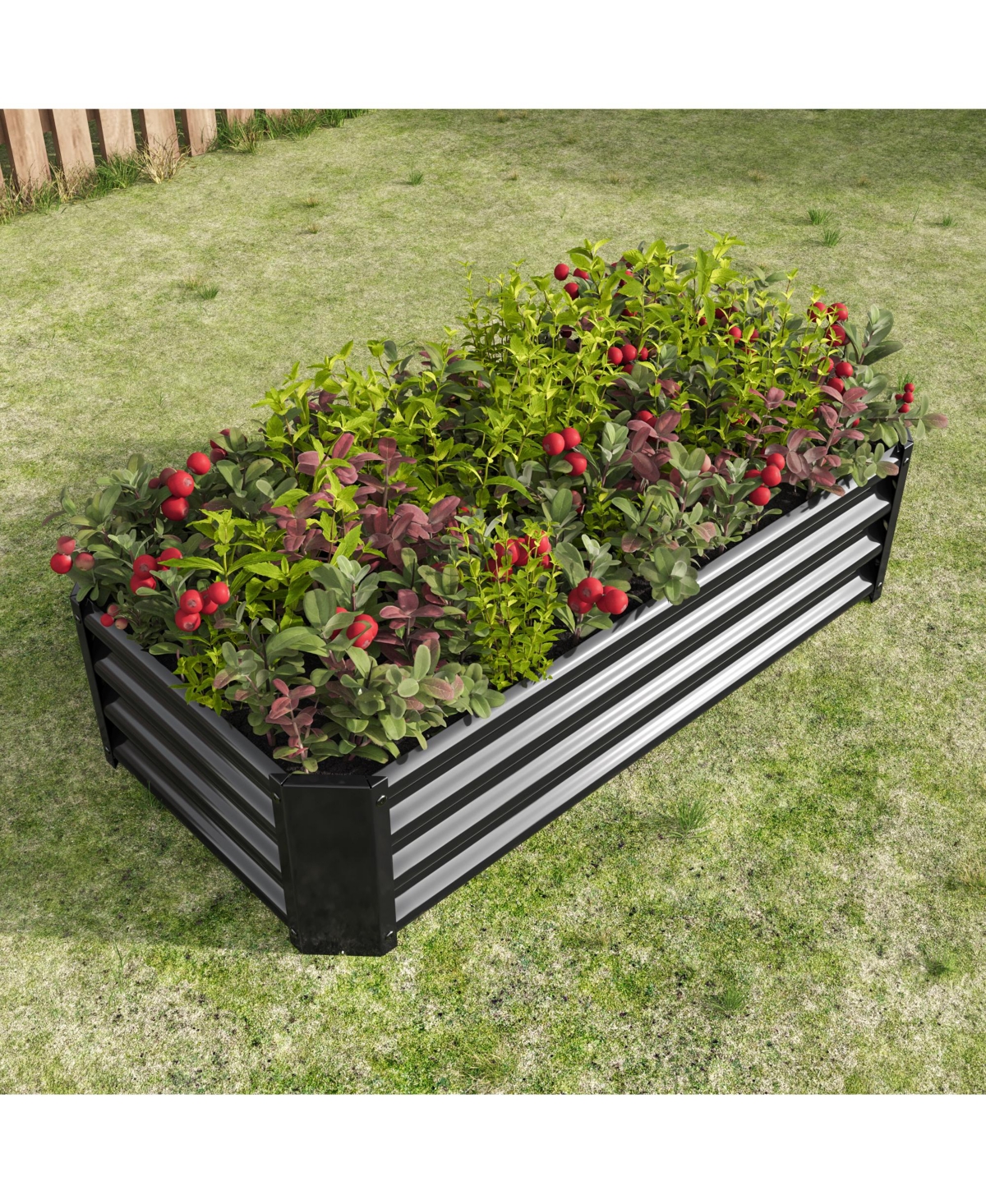 47.24"Metal Raised Garden Bed, Rectangle Raised Planter 4×2×1ft for Flowers Plants, Vegetables Herb Black