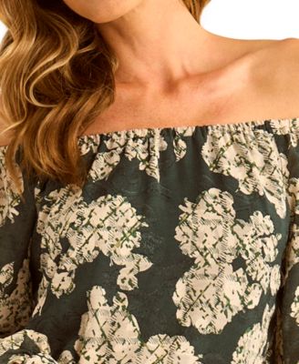 Women's Floral Off-The-Shoulder Long-Sleeve Top