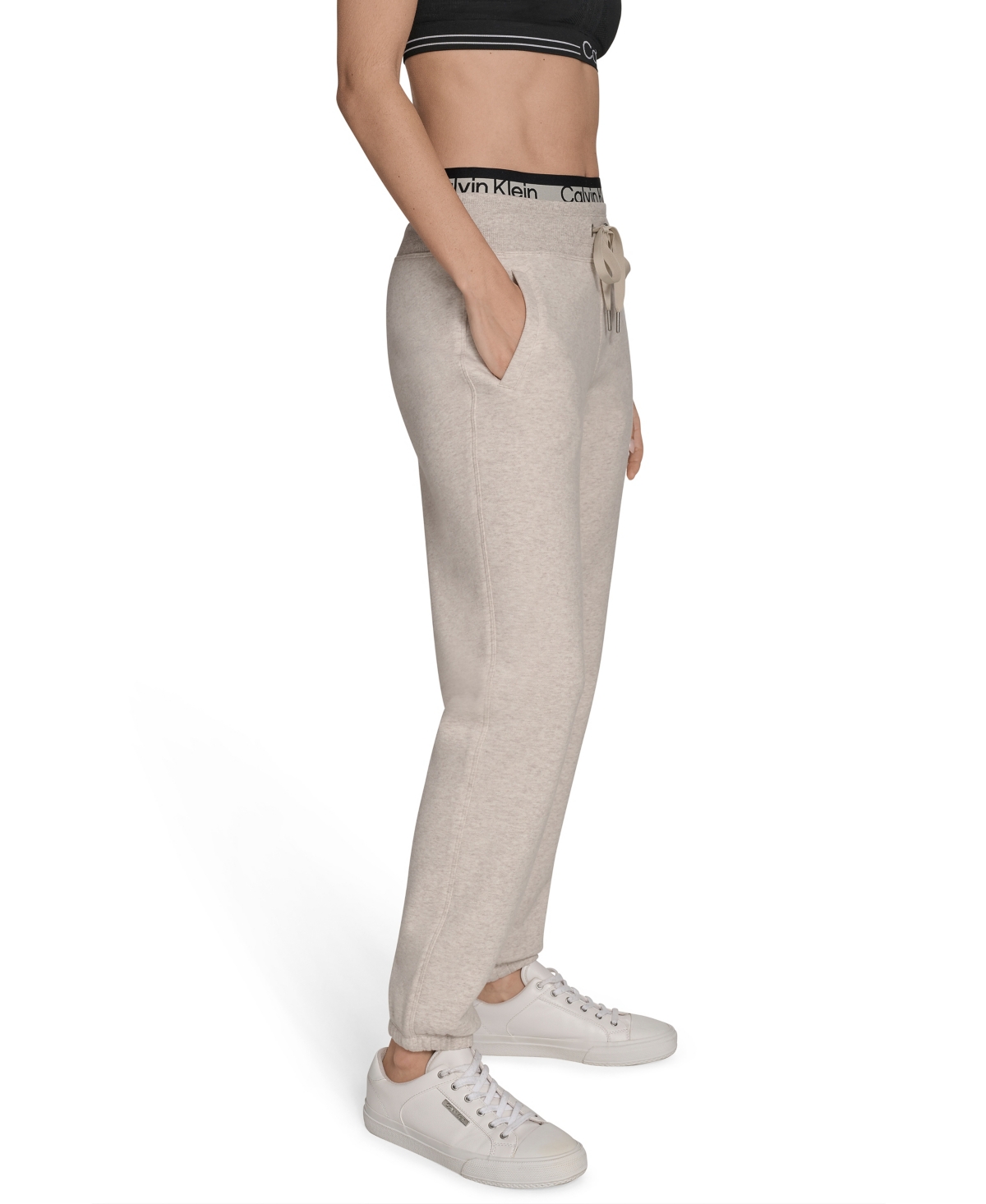 Calvin Klein Women's Performance Logo Stripe Jogger Sweatpants In Neutral