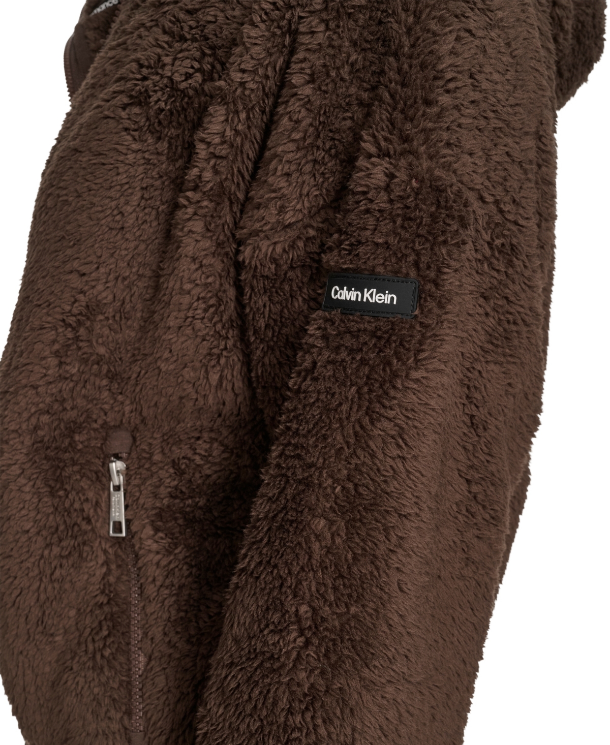 Calvin Klein Women's Performance Oversized Hooded Sherpa Jacket In Brown