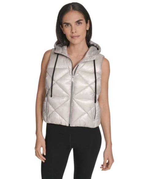 Женские жилеты Calvin Klein Women's Performance Diamond Quilt Hooded Puffer Vest