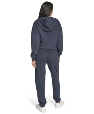Women's Fleece Crop Zip-Front Long-Sleeve Hoodie