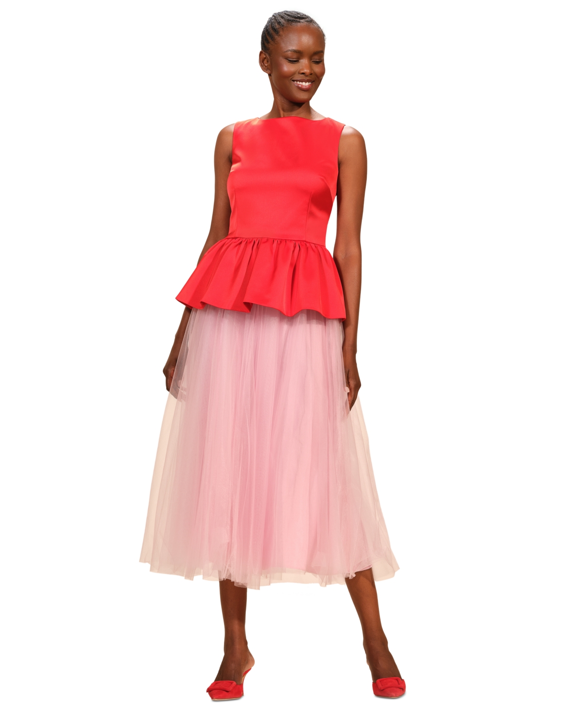 Isaac Mizrahi Women's Satin Peplum Sleeveless Top In Red