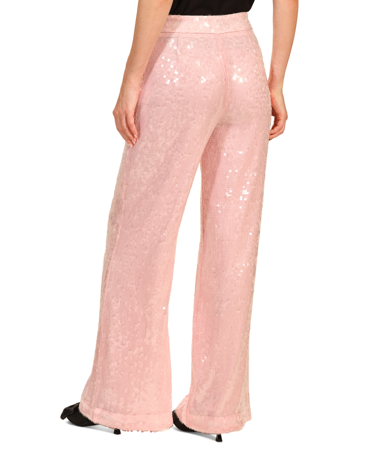 Isaac Mizrahi Women's Sequin Wide Leg Pants In Pink