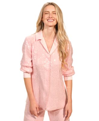 Women's Sequin Button Down Long Sleeves Top