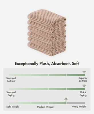 Diagonal Ribbed Cotton 6-Pc. Washcloths Set