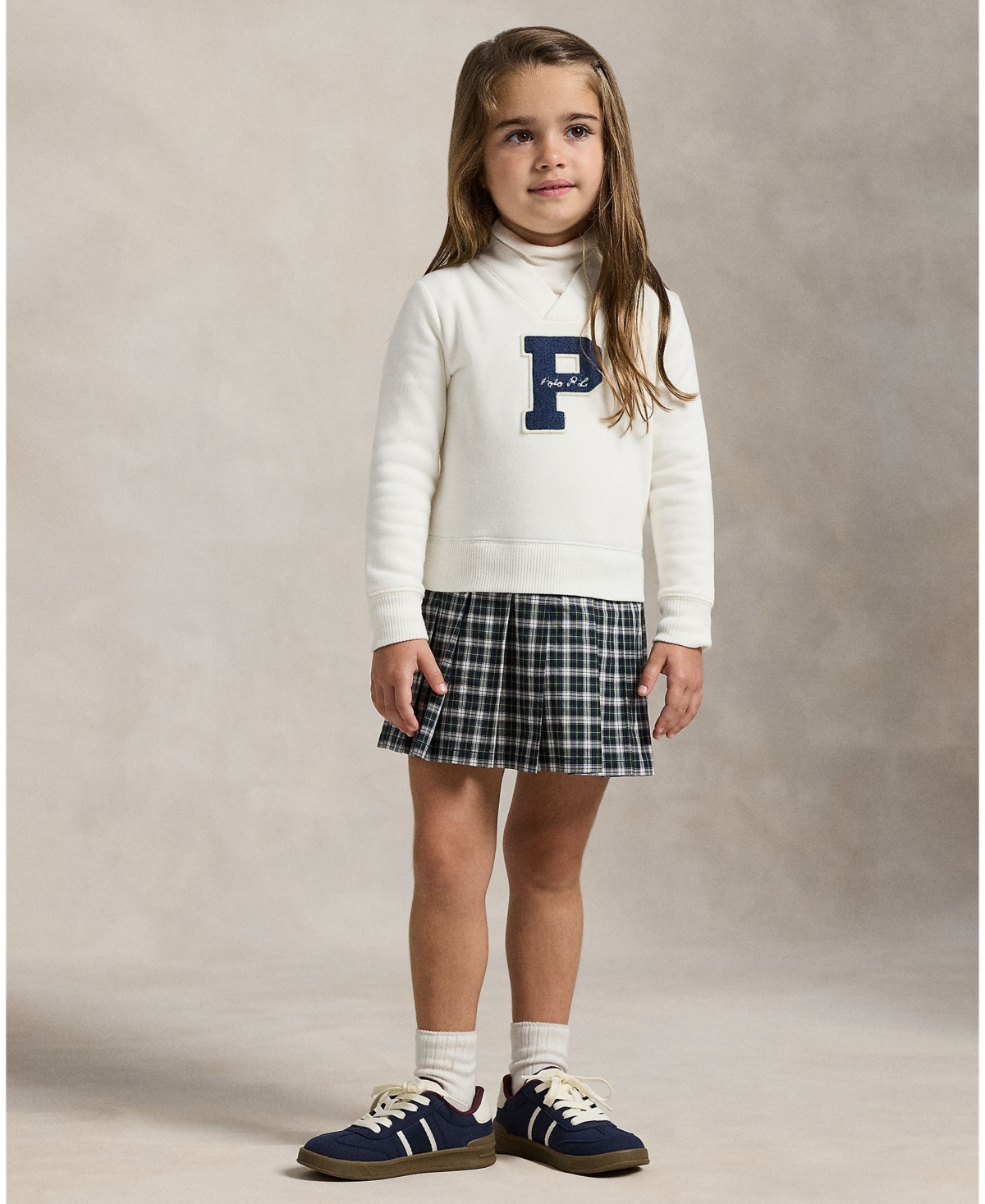 Polo Ralph Lauren Girls 2T-6X Letterman Long Sleeves Sweatshirt Dress