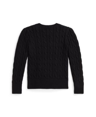 Girls' 2T-6X Crewneck Cable Knit Sweater