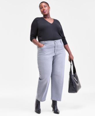 Plus Size V-Neck Long-Sleeve Layering Top, Macy's Exclusive