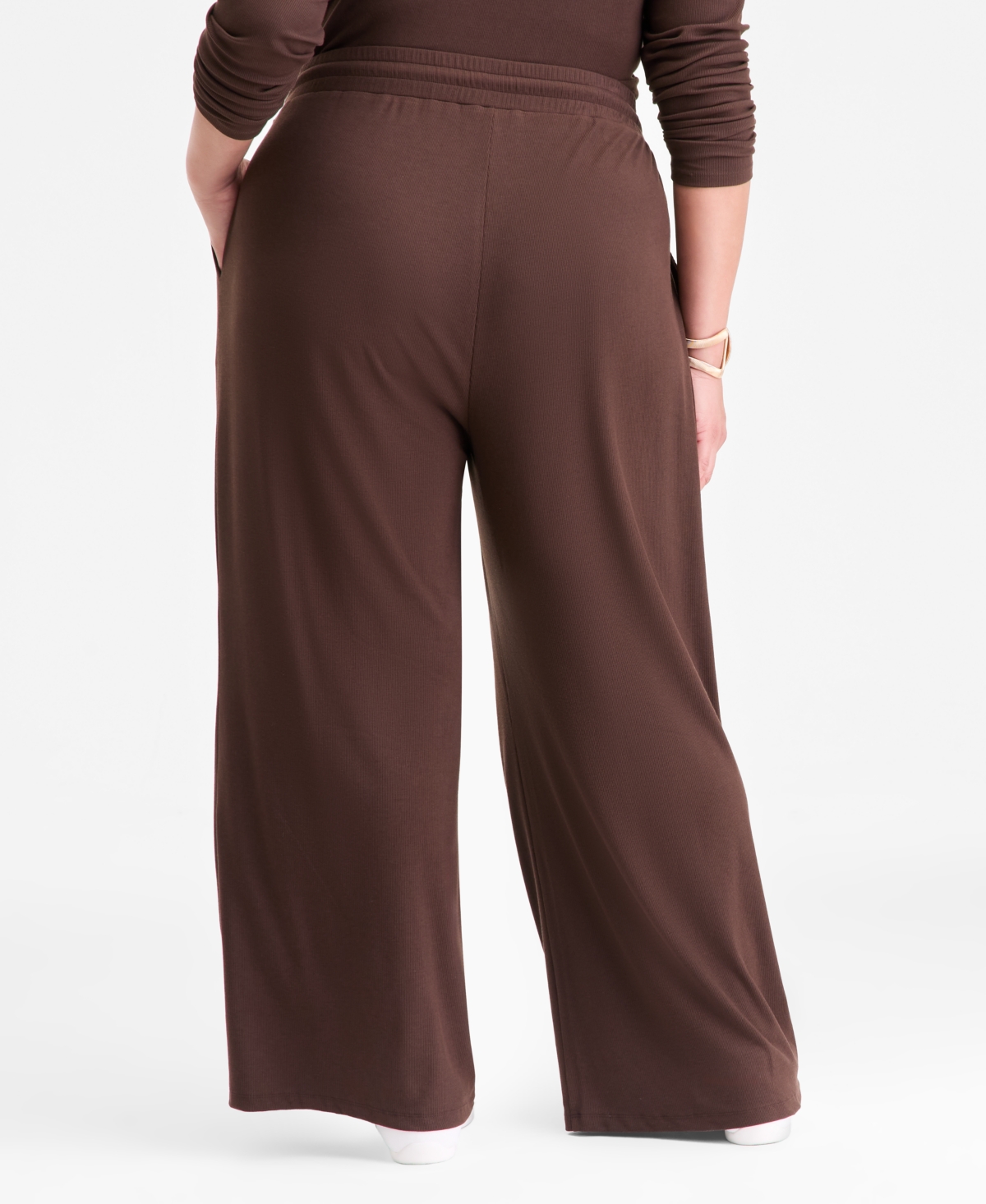 I.n.c. International Concepts Plus Ribbed Wide-Leg Drawstring Pants, Macy's Exclusive