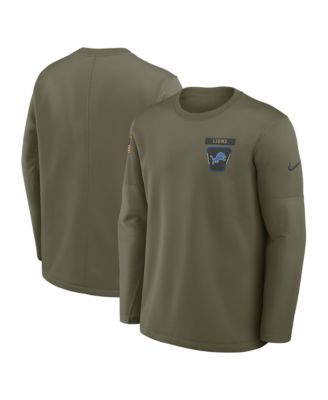 Nike - Men's Olive Detroit Lions 2025 Salute to Service Coaches Therma-Fit Long Sleeve T-Shirt