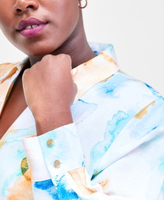 Plus Size Printed Wrap Top, Macy's Exclusive