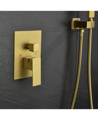 Ceiling Mount Shower Faucet Set with Rain Mixer, Hand Shower and Tub Spout