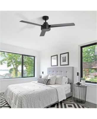 52-inch Modern Black 3-Blade without Light Ceiling Fan with Six Speed Remote Control and Timing Function for Indoor
