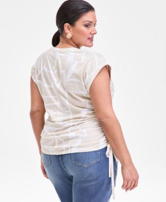 I.N.C. Plus Size Printed Side-Tie Sleeveless Top, Macy's Exclusive