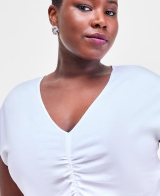 Plus Size Cotton Ruched Top, Macy's Exclusive