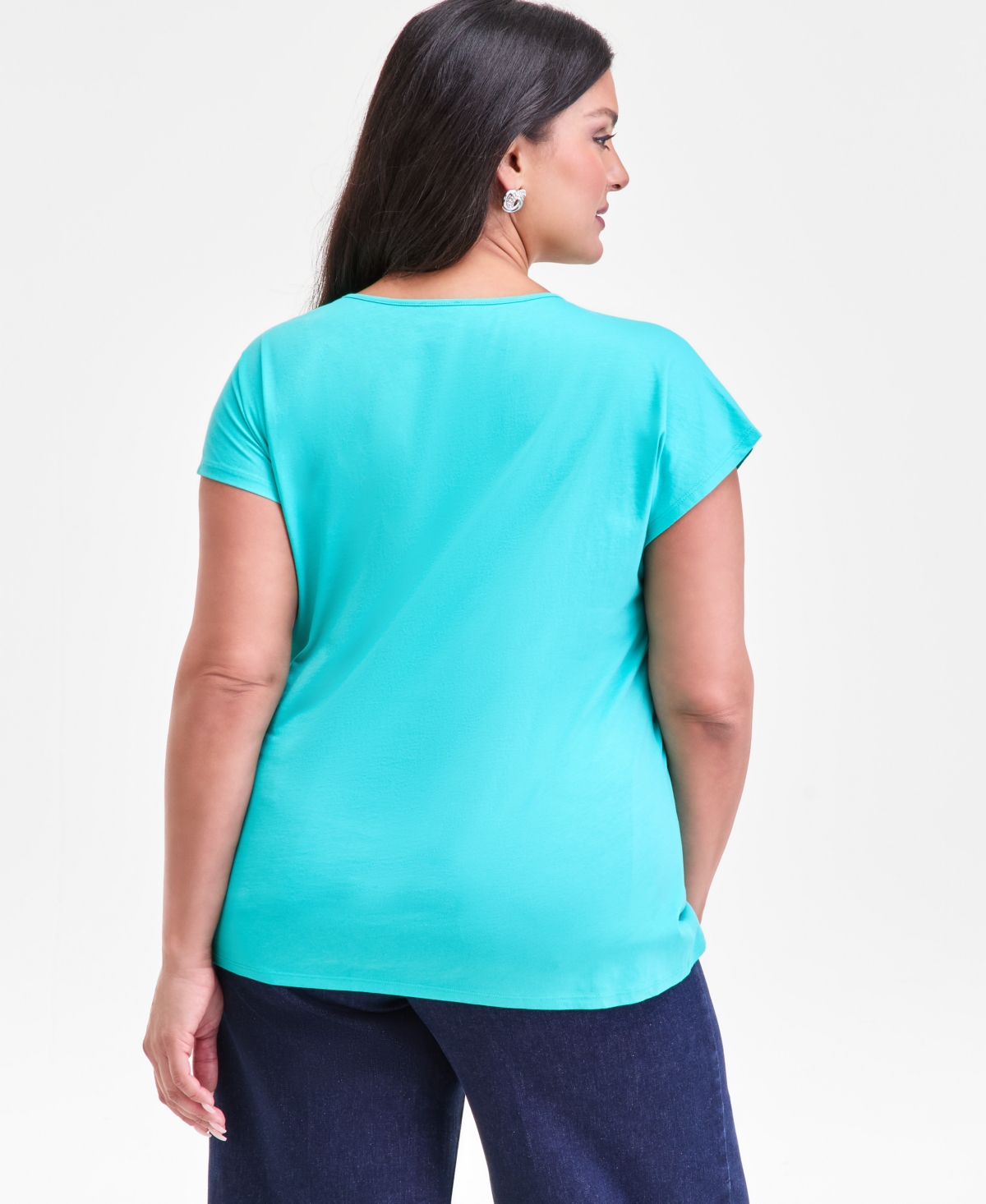 I.n.c. International Concepts Plus Cotton Ruched Top, Macy's Exclusive