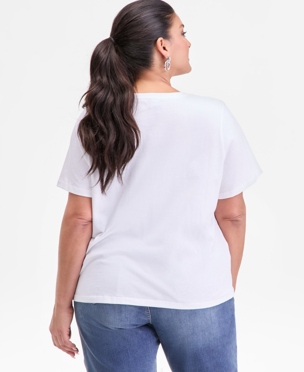 Inc International Concepts Plus Size Cotton Floral-soutache Top, Macy's Exclusive In White