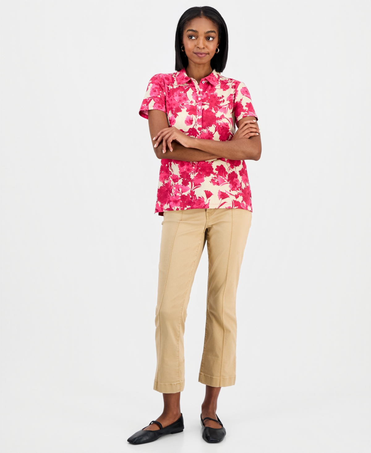 Nautica Jeans Women's Festival Floral Polo Shirt