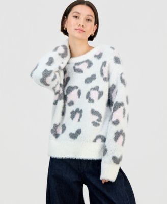 Hooked Up by IOT - Juniors' Crewneck Animal-Graphic Eyelash Sweater