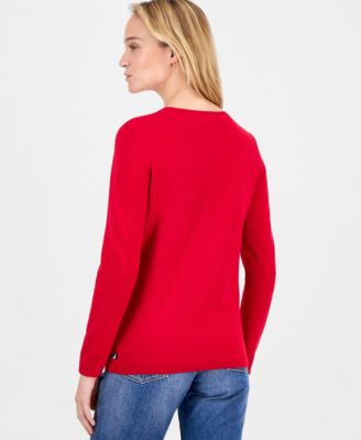Women's Cotton Embroidered-Heart Sweater