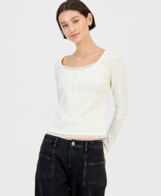 Juniors' Layered-Look Henley Top