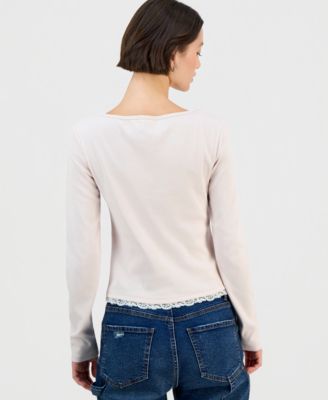 Juniors' Layered-Look Henley Top