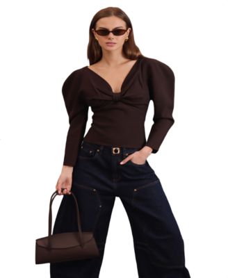 Women's Exaggerated-Sleeve Bow Top