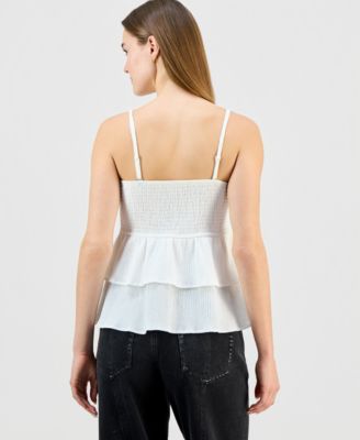 Juniors' Smocked Tiered Babydoll Tank Top