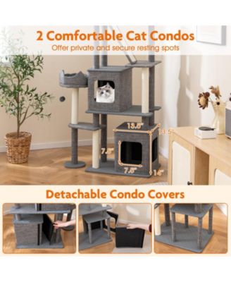 71'' Tall Cat Tree for Indoor Cats Modern Multi-Level Cat Tower Activity Center