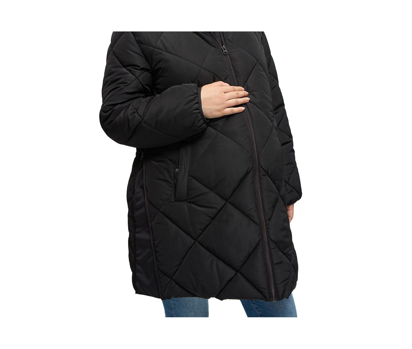 Женские куртки Maternity Ingrid + Isabel Longline Puffer Jacket with Removable Babywearing Cocoon Insert, цвет: Чёрный — фото 6