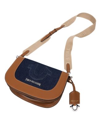 Denim Raised Horseshoe Crossbody Flap