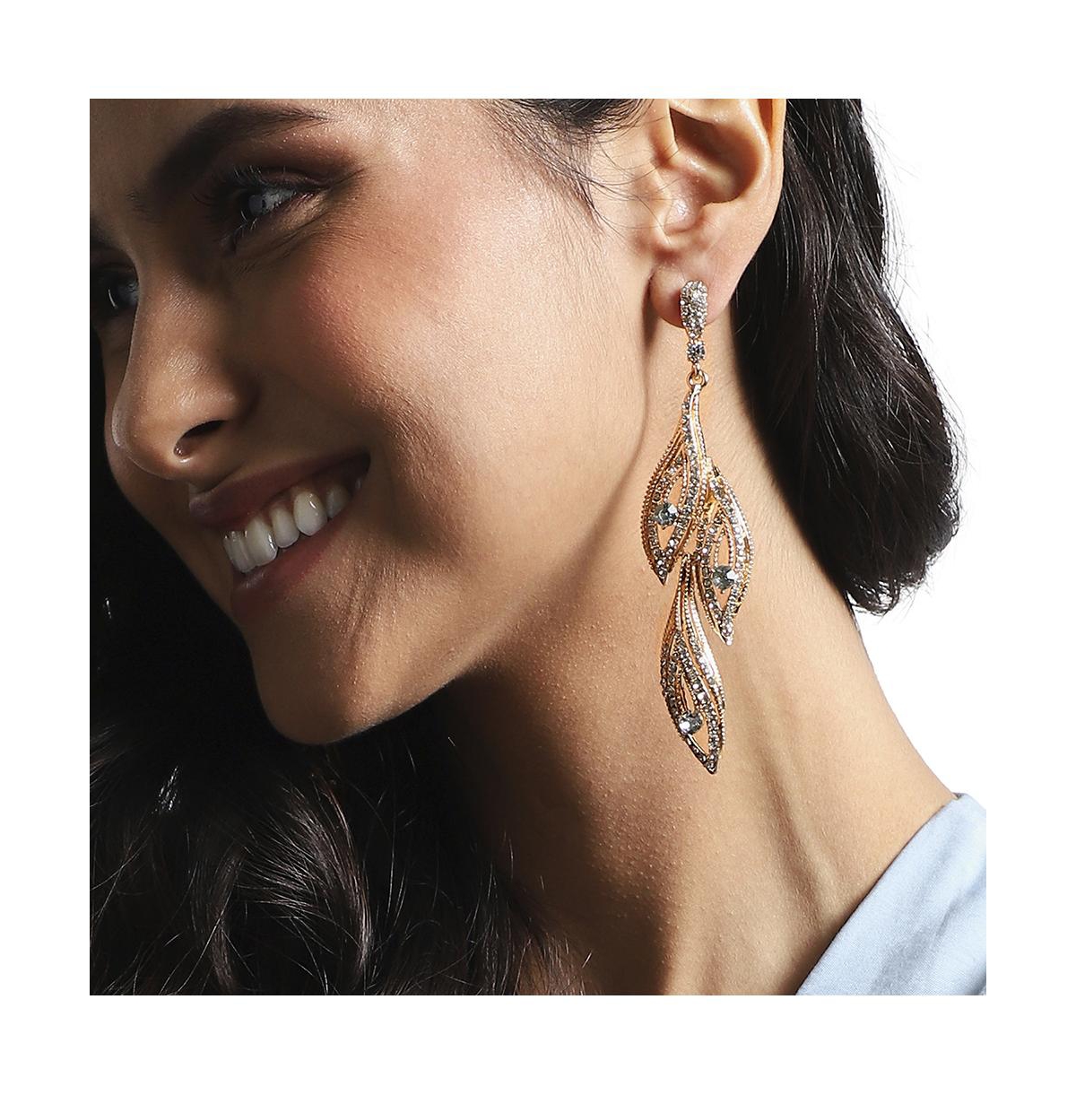 Sohi Rhinestone Eyes Drop Earrings In Silver