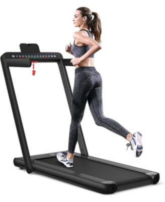 2-in-1 Electric Motorized Folding Treadmill with Dual Display-Black
