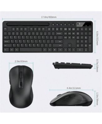 Wireless Keyboard And Mouse Combo - 2.4G Ergonomic Wireless Computer Keyboard With Tablet Holder, Silent Mouse With 6 Button, Compatible With, Black