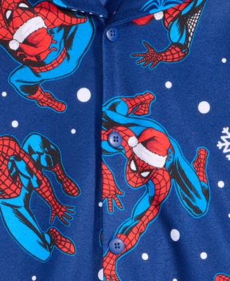 Spiderman Little and Big Boys' Notch Collar Top and Open Leg Pants Pajama, 2-Piece Set