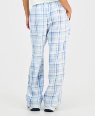 Juniors' Plaid-Print Tie-Waist Wide-Leg Pants 