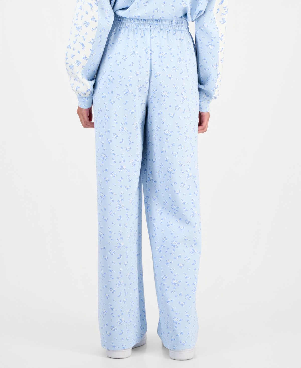 Tinseltown Juniors' High-rise Wide-leg Scuba Pants In Blue