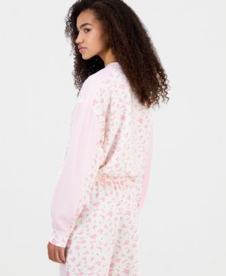 Juniors' Scuba V-Neck Colorblock Sweatshirt