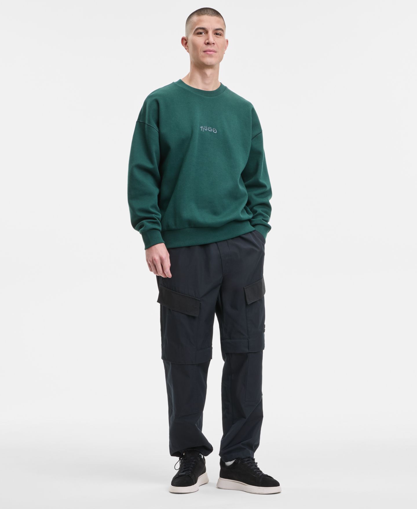 Мужской свитшот Hugo Boss Dadsino Embroidered, цвет: Зелёный — фото 3