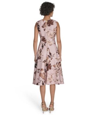 Plus Size Printed Sleeveless Fit and Flare Dress