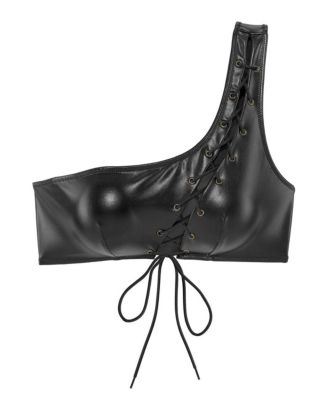 Women's Lace Up One Shoulder Bra