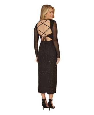 Women's Sparkle Mesh Bodycon Midi Dress