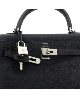 Kelly 25 Handbag Black Togo with Palladium Hardware