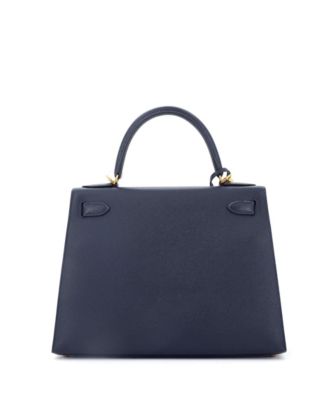 Kelly 28 Handbag Blue Epsom with Gold Hardware