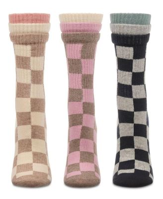 Women's 3 Pair Pack Checkmate Triple Cuff Crew Socks