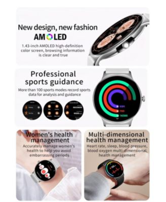 1.43" AMOLED Smart Watch for Women With Bluetooth Calling, Health Monitoring,Sport Modes, IP68