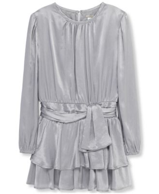 Girls' 7-16 Long-Sleeves Ruffle Dress