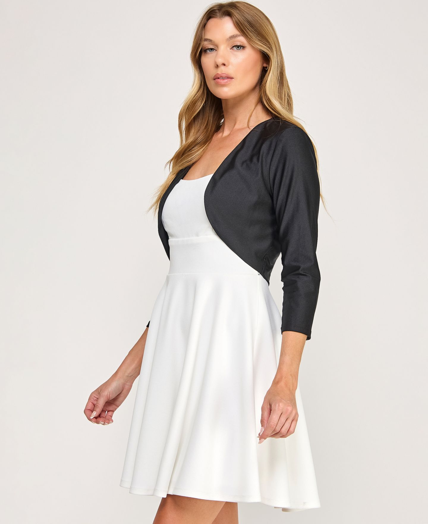 Женская куртка City Studios Juniors' 3/4-Sleeve Bolero, цвет: Чёрный — фото 3