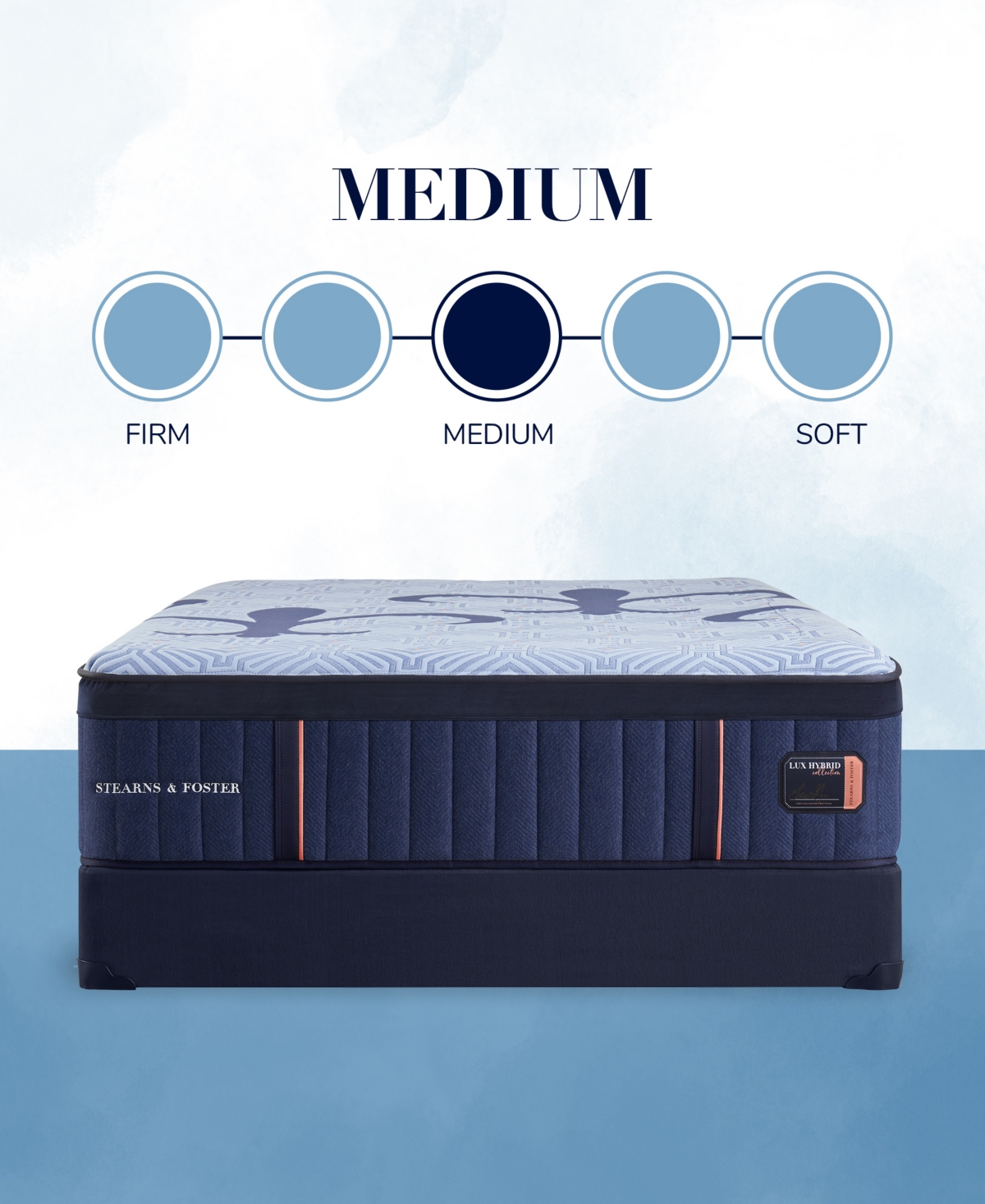Stearns & Foster Lux Hybrid Elite 14.5" Medium Tight Top Mattress, Queen In Transparent